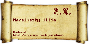 Marsinszky Milda névjegykártya